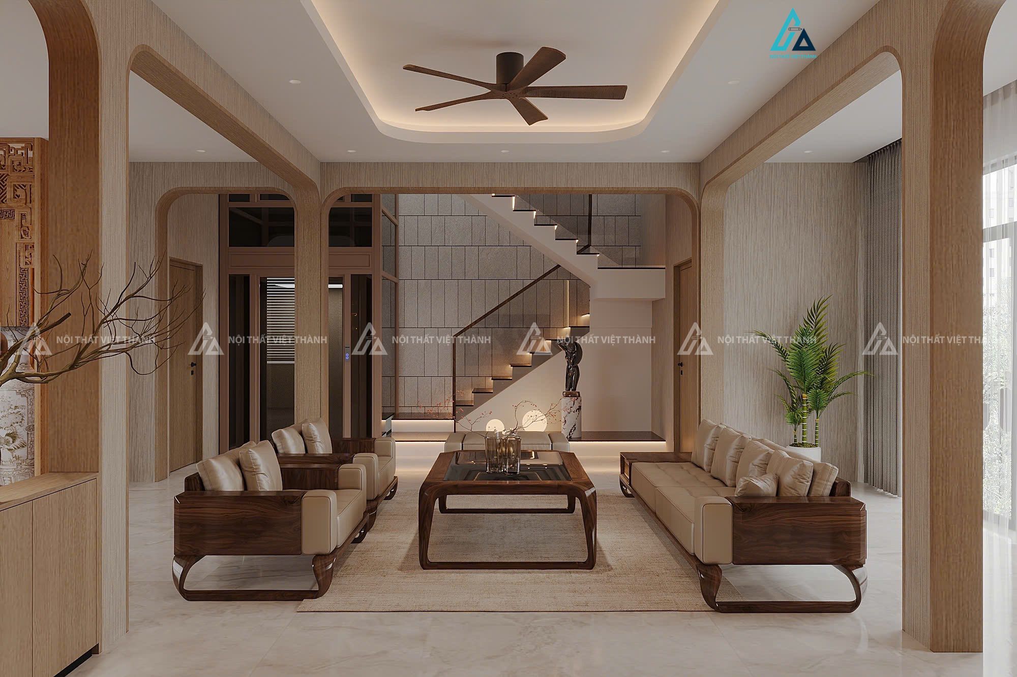 Thiết kế nội thất nhà phố gỗ nâu sang trọng