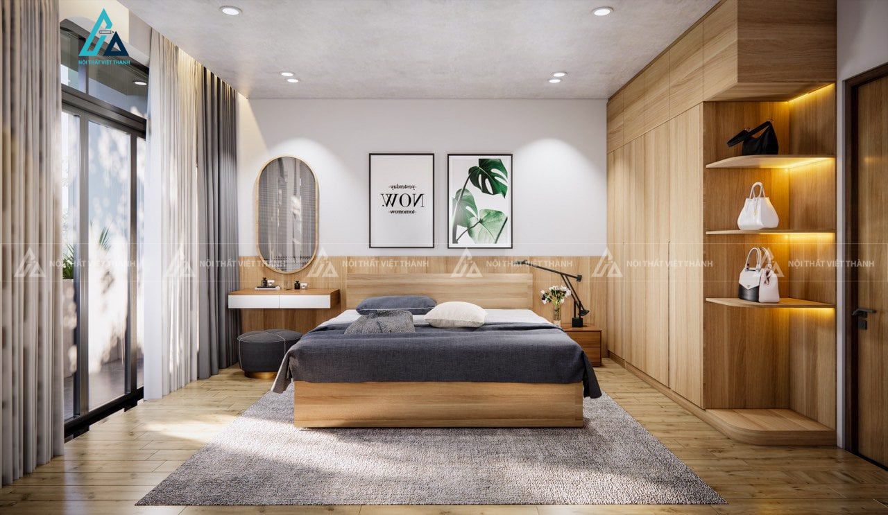 Mẫu thiết kế nội thất biệt thự với phòng ngủ rộng thoải mái