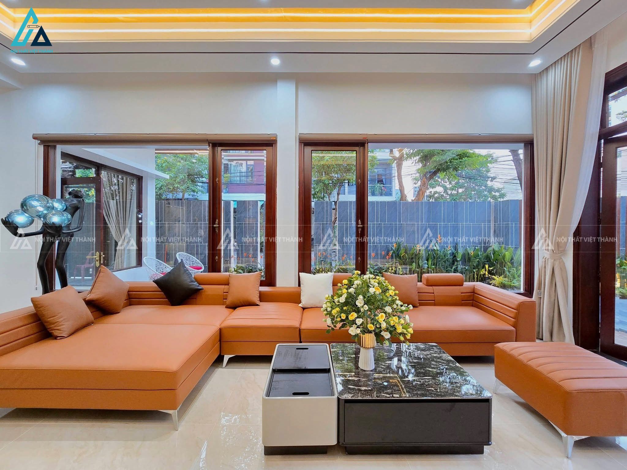 Mẫu thiết kế nội thất biệt thự phòng khách kết nối hài hoà