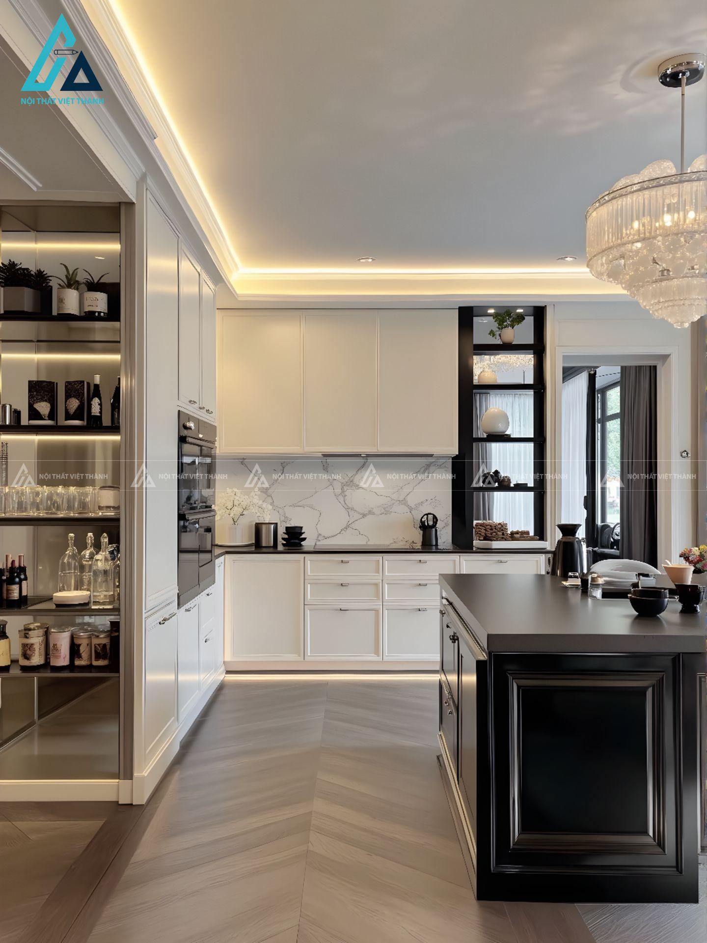 Mẫu thiết kế nội thất biệt thự với nhà bếp tiện nghi
