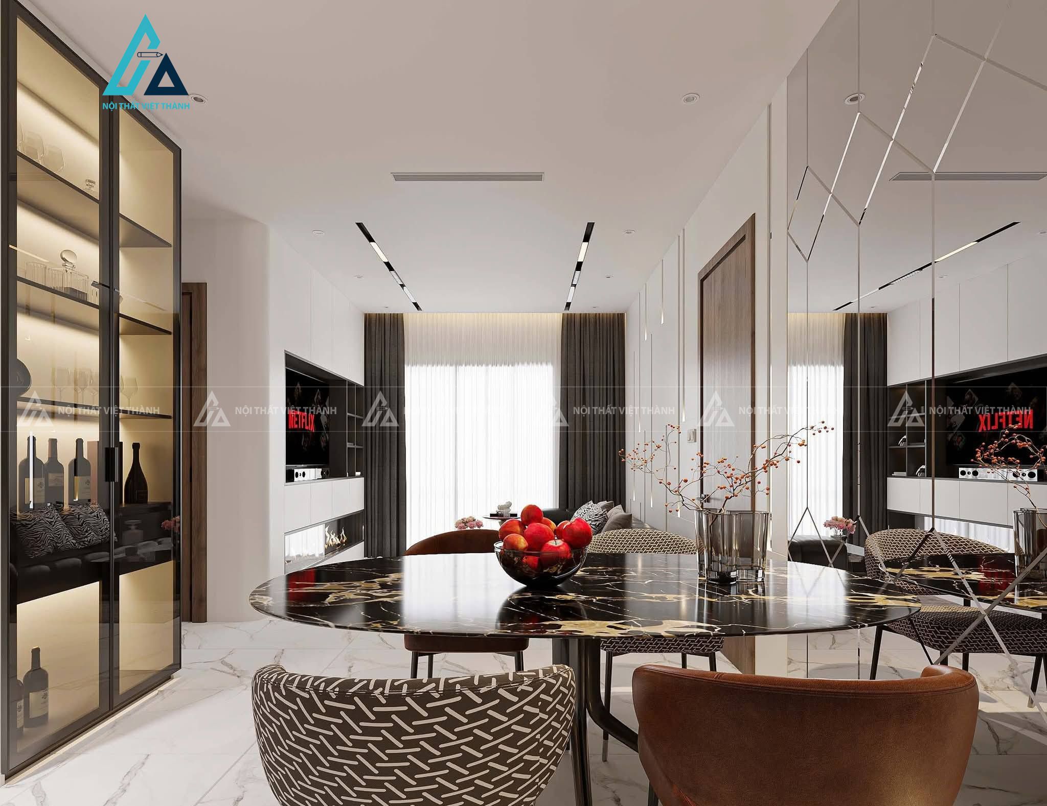 Mẫu thiết kế nội thất căn hộ chung cư từng góc nhỏ đều toát lên vẻ đẹp tinh tế và sang trọng.