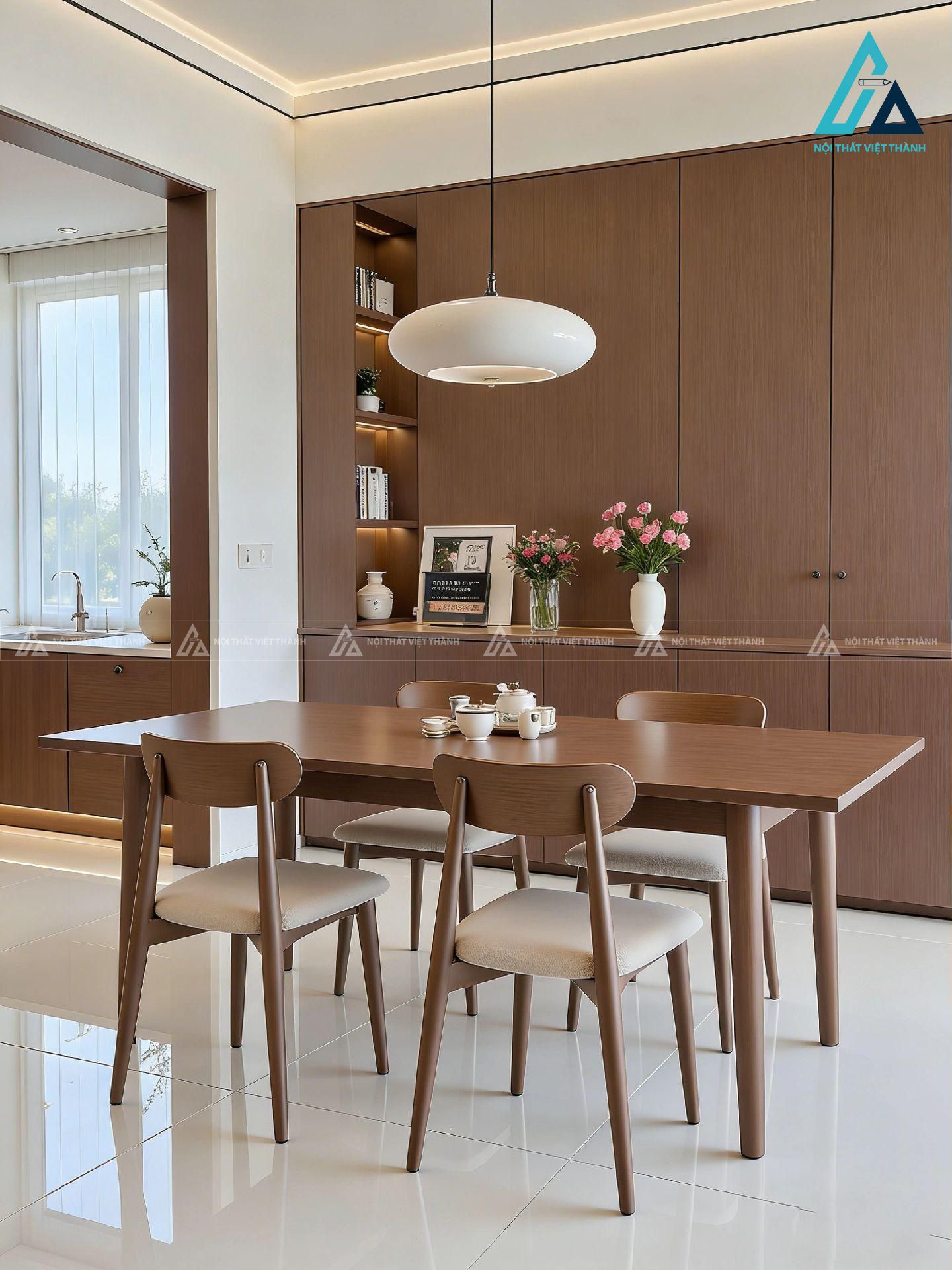 Mẫu thiết kế nội thất căn hộ chung cư gỗ nâu thanh lịch