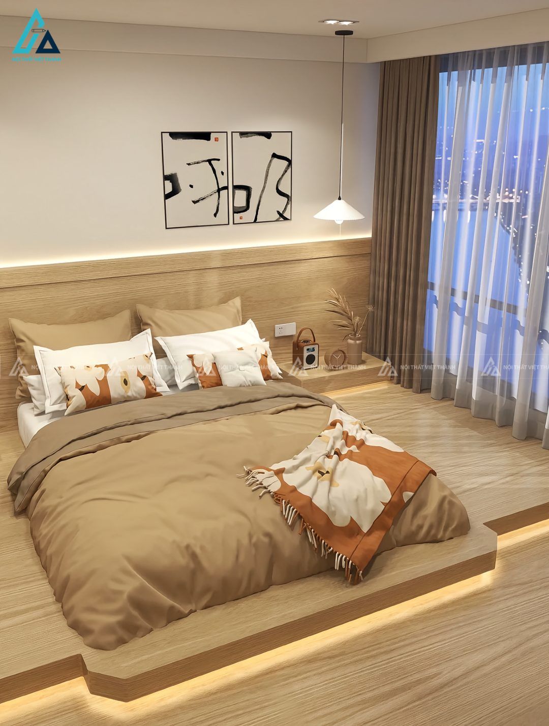 Mẫu thiết kế nội thất căn hộ chung cư cho phòng ngủ tiện nghi