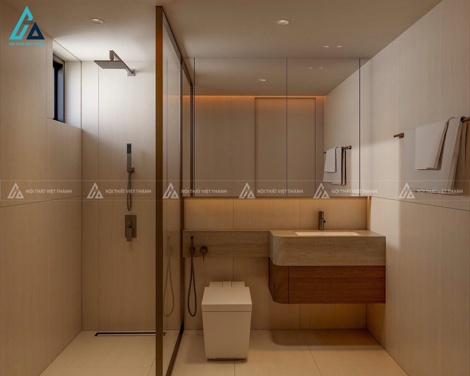 Mẫu thiết kế nội thất căn hộ chung cư với nhà vệ sinh tiện nghi