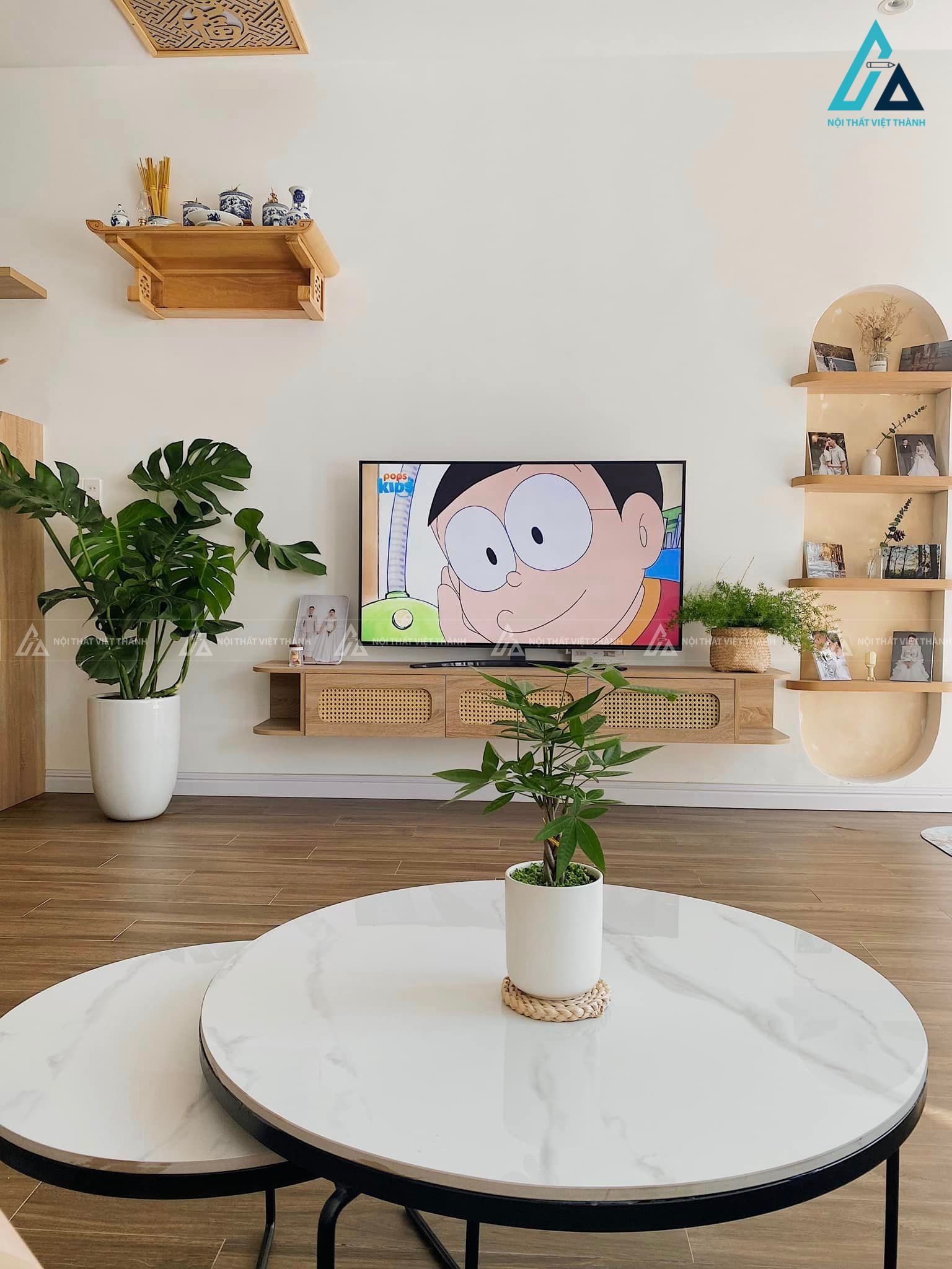 Mẫu thiết kế nội thất phòng khách tối giản, nhẹ nhàng