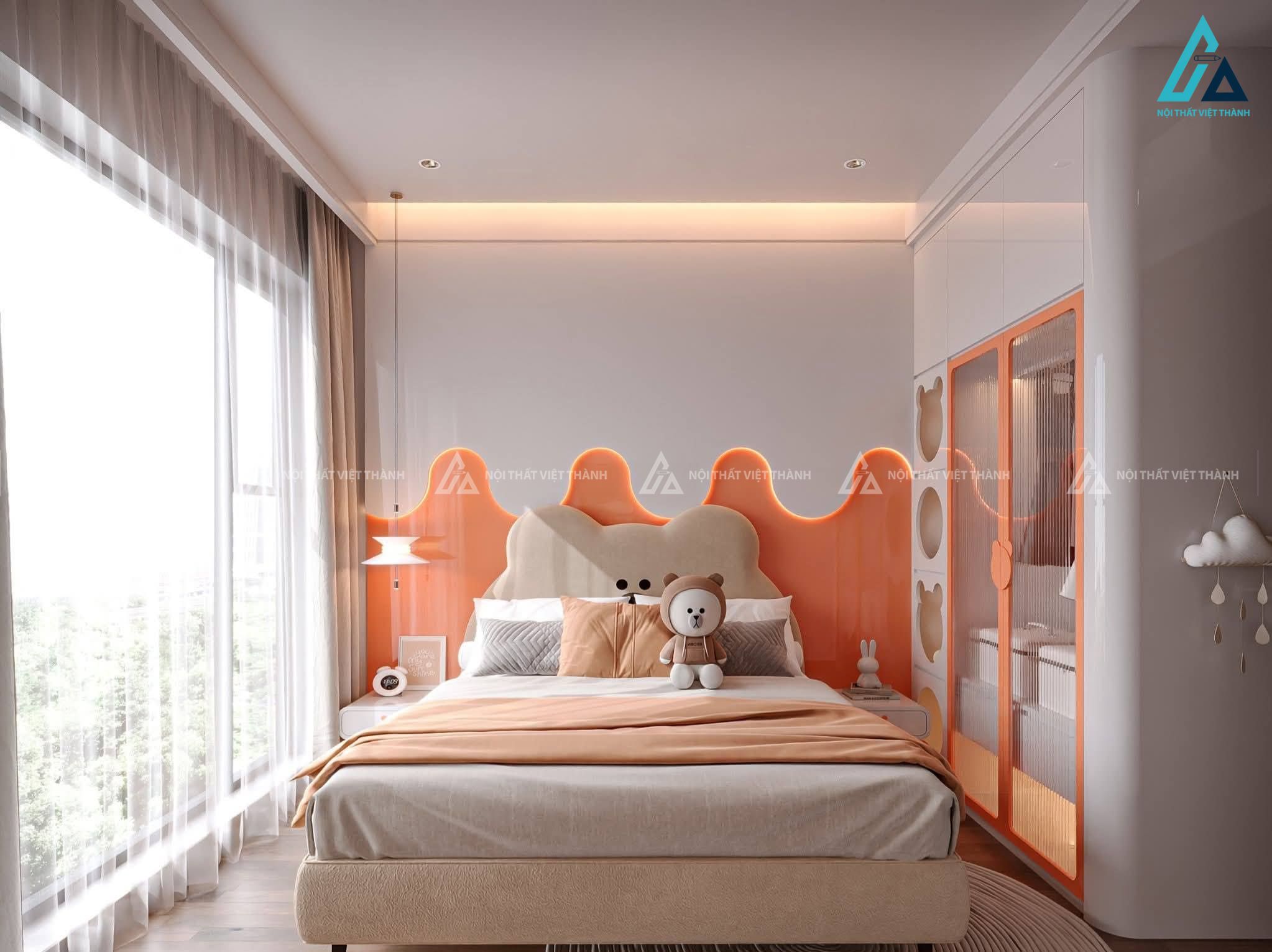 Mẫu thiết kế nội thất phòng trẻ em cam be ấn tượng