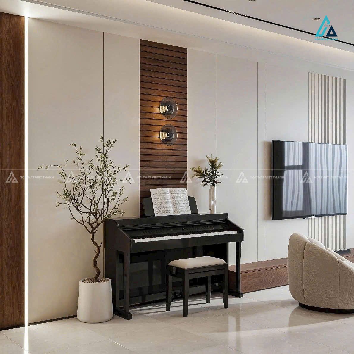 Nội thất phòng khách nhà chú Phi Long