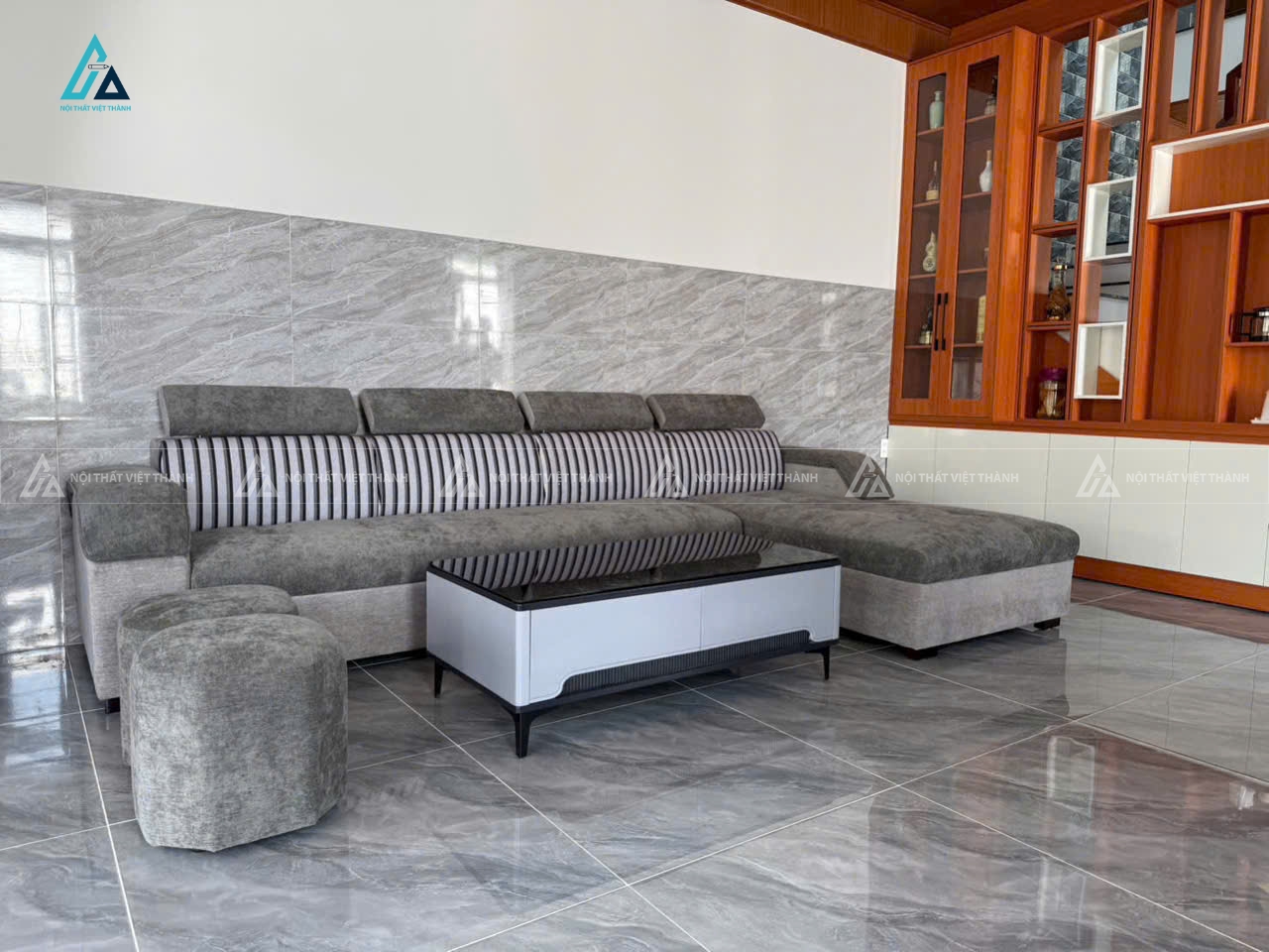 Thiết kế thi công nội thất sofa phòng khách anh Văn Hùng Bến Lức Long An 2