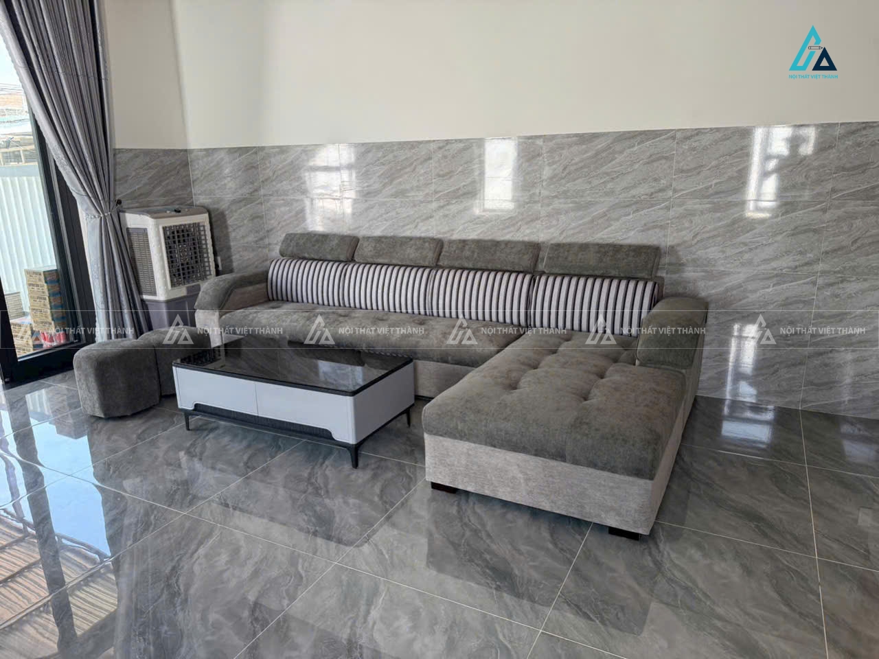 Thiết kế thi công nội thất sofa phòng khách anh Văn Hùng Bến Lức Long An