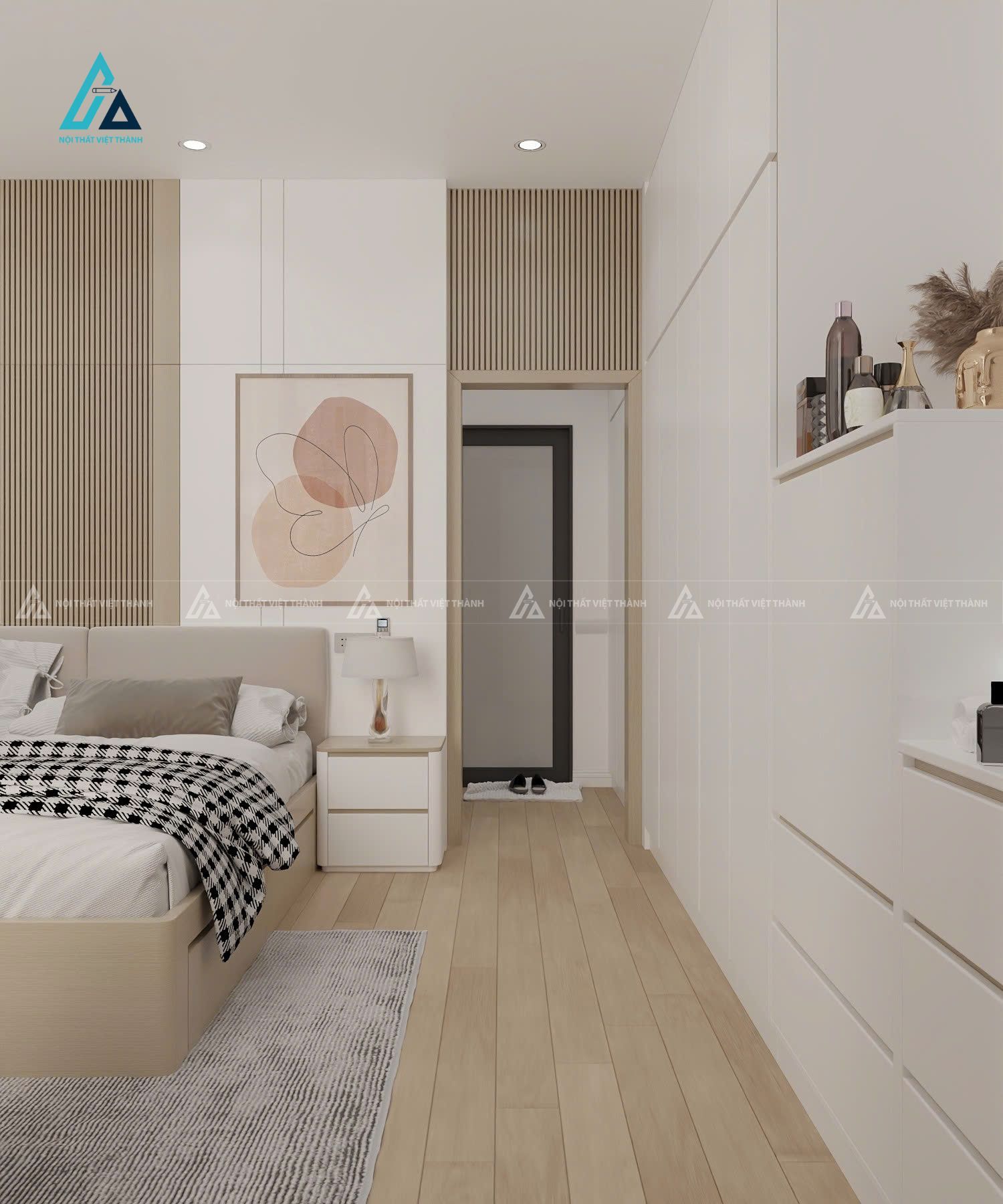 Mẫu thiết kế tủ đầu giường trắng 2 ngăn
