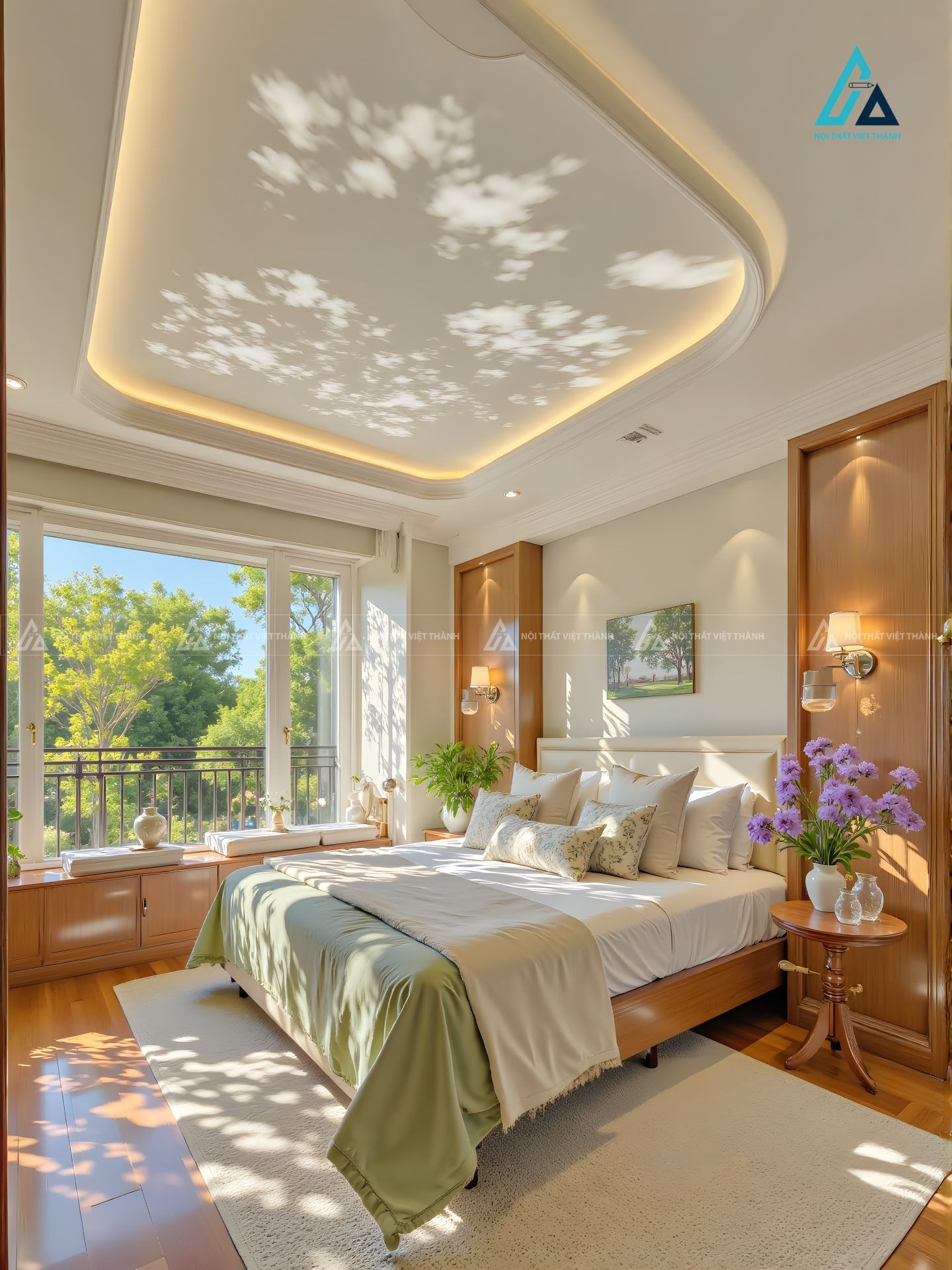 Mẫu thiết kế tủ đầu giường gỗ tròn 3 chân xoè