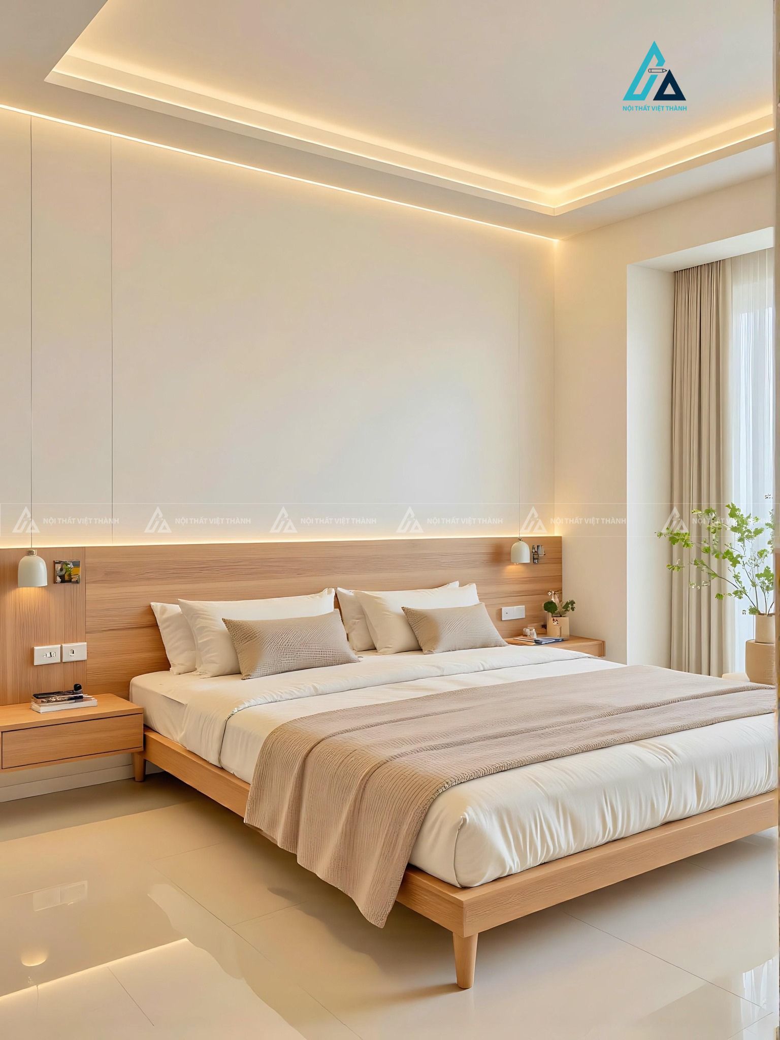 Mẫu thiết kế tủ đầu giường gỗ vàng 1 ngăn kéo