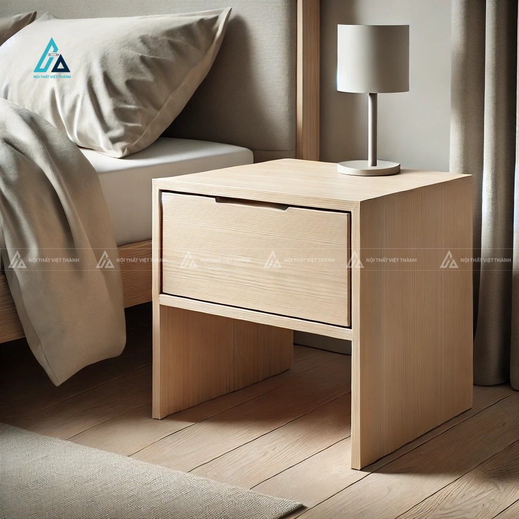Mẫu thiết kế tủ đầu giường gỗ công nghiệp vàng 1 ngăn kéo