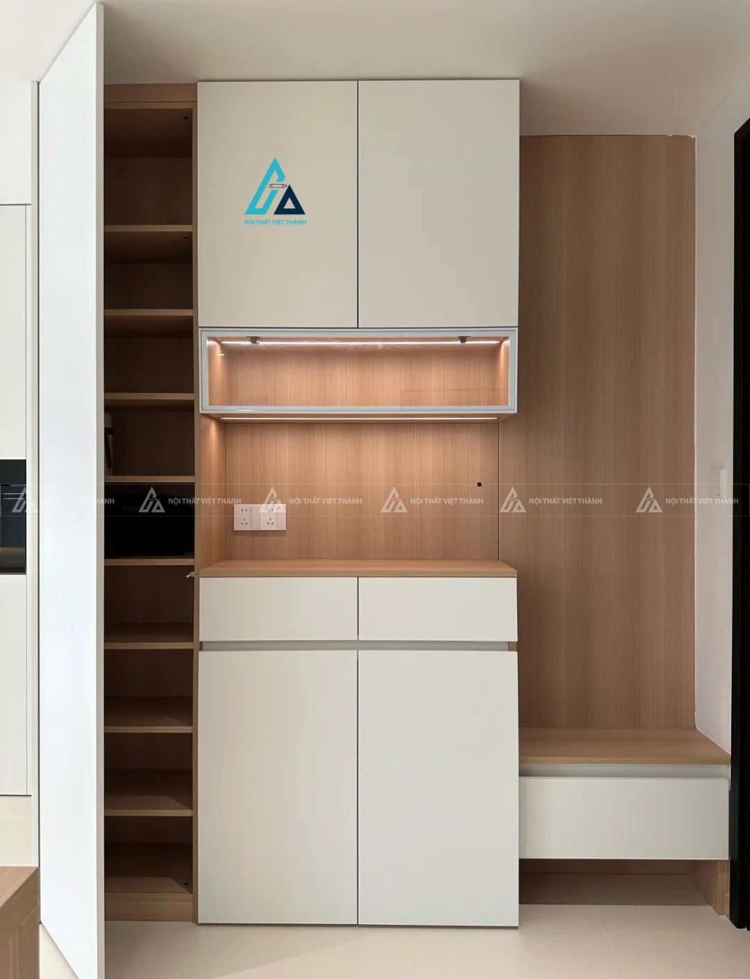 Mẫu thiết kế tủ giày dép gỗ công nghiệp kịch trần