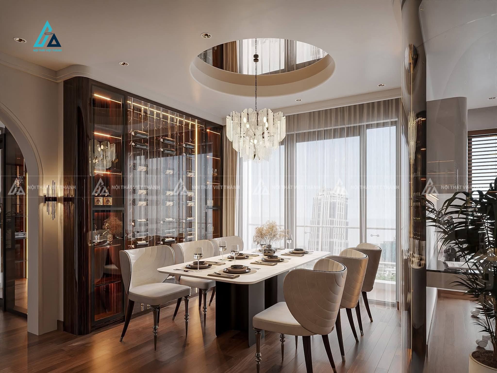 Mẫu thiết kế tủ rượu cửa kính lớn sang trọng