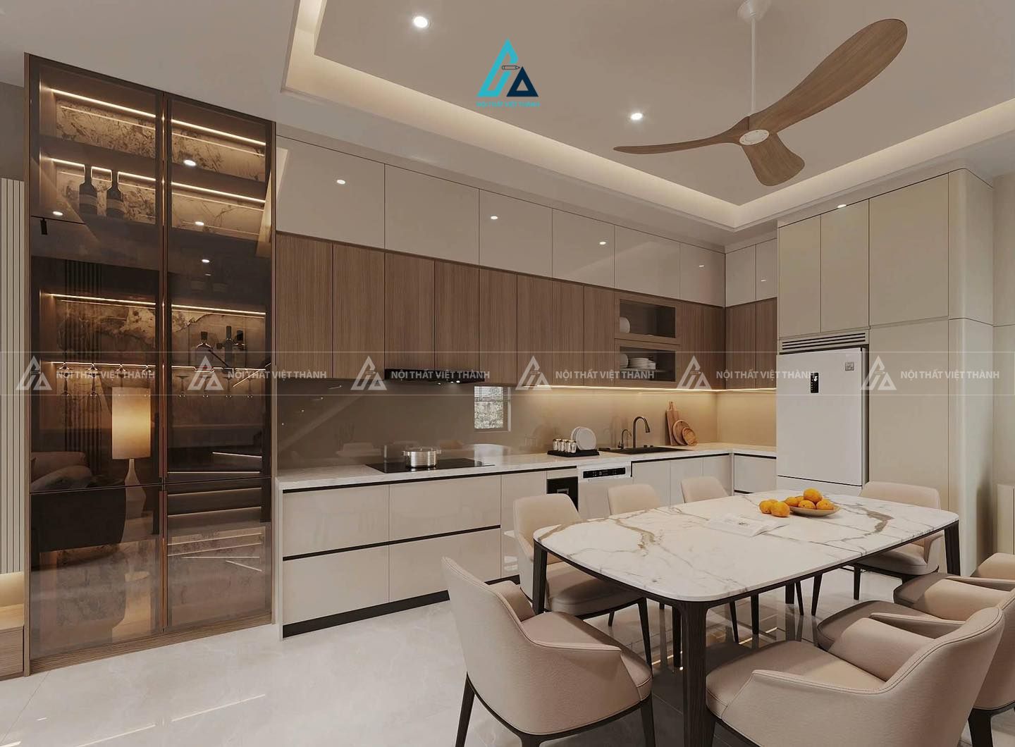Mẫu thiết kế tủ rượu cửa kính kịch trần