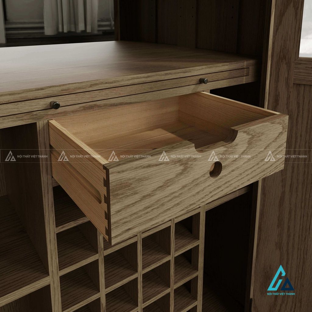 Tủ trưng bày đa năng có đèn chiếu sáng kèm hệ ô vuông cố định 1