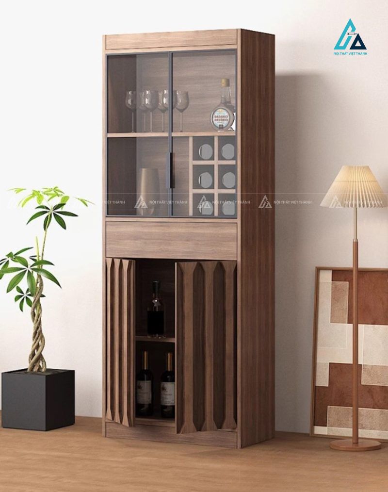 Tủ rượu mini cửa lùa kính hiện đại cho phòng khách 1
