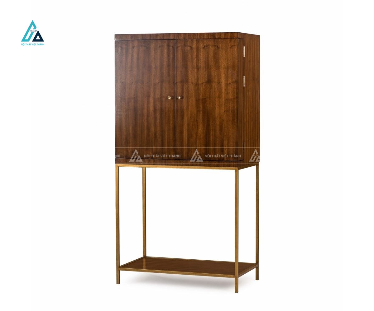 Tủ quầy mini thiết kế cánh mở đôi tích hợp kệ để chai và ly đa năng 1