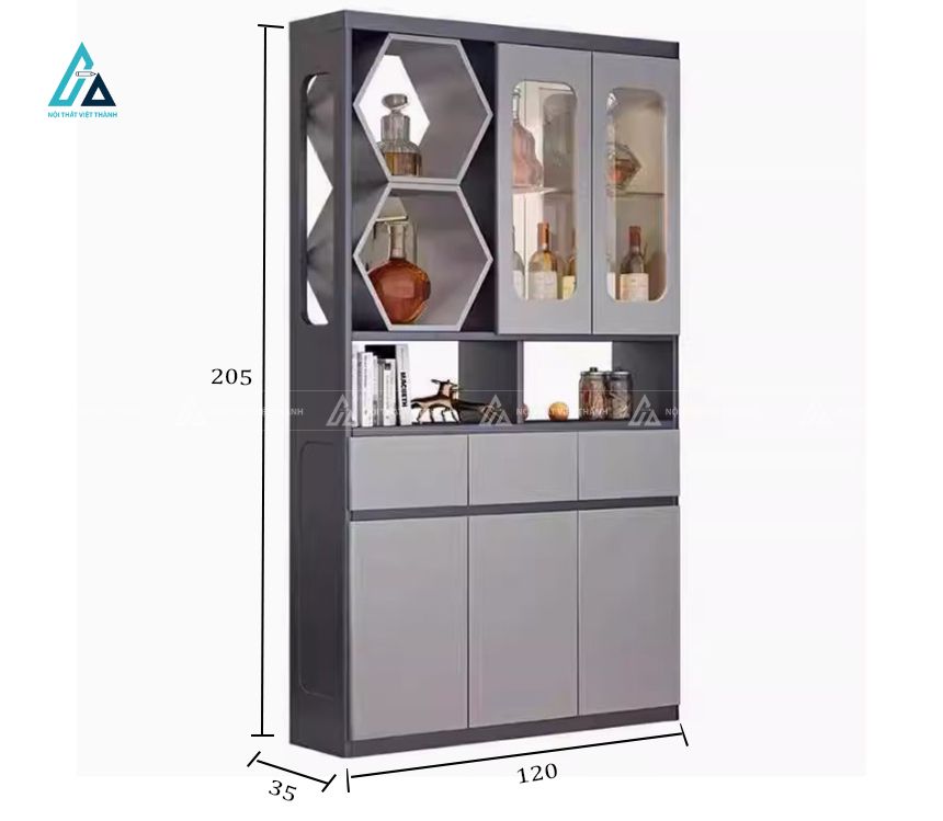 Tủ rượu hiện đại thiết kế kệ lục giác và vách ngăn sang trọng 1