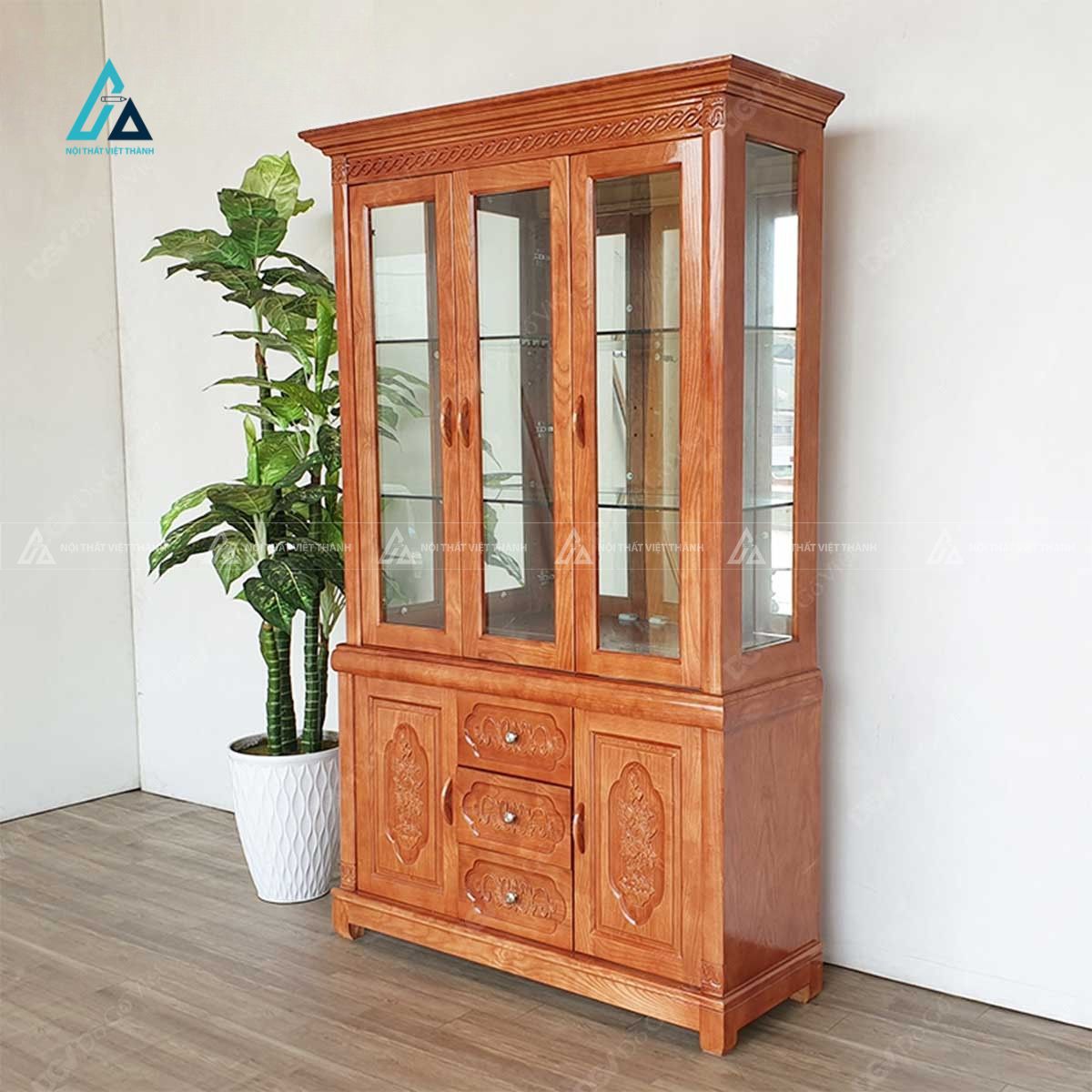 Tủ trưng bày ly và rượu cánh kính trong suốt sang trọng 1