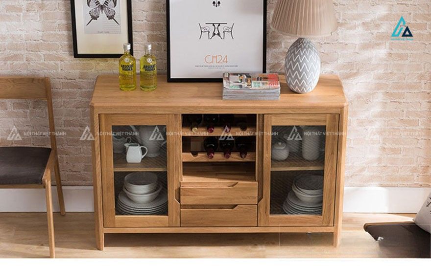 Tủ rượu phòng khách thiết kế thấp kết hợp hộc kéo đa năng 4
