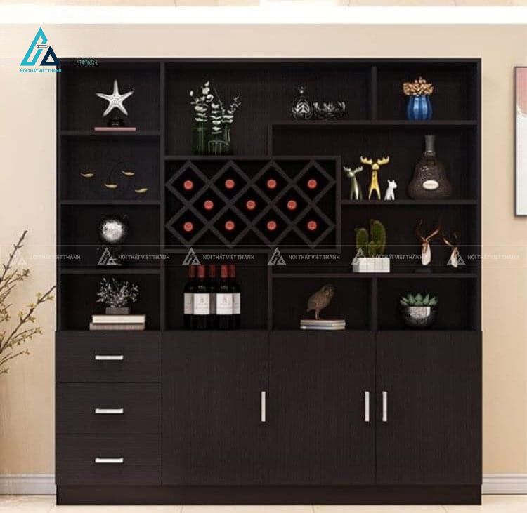 Tủ trưng bày rượu tích hợp kệ treo ly và ngăn kéo lưu trữ 1