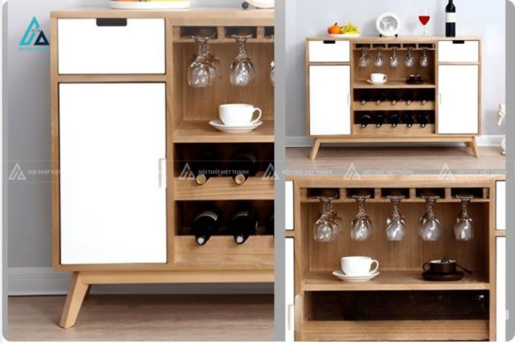 Tủ rượu thấp có giá treo ly và ngăn kéo lưu trữ tiện lợi 1