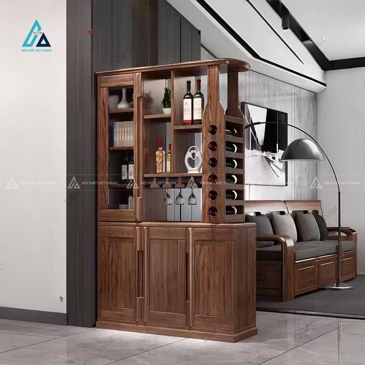 Tủ kệ vách ngăn đa năng có khung lưu trữ chai theo chiều dọc 1