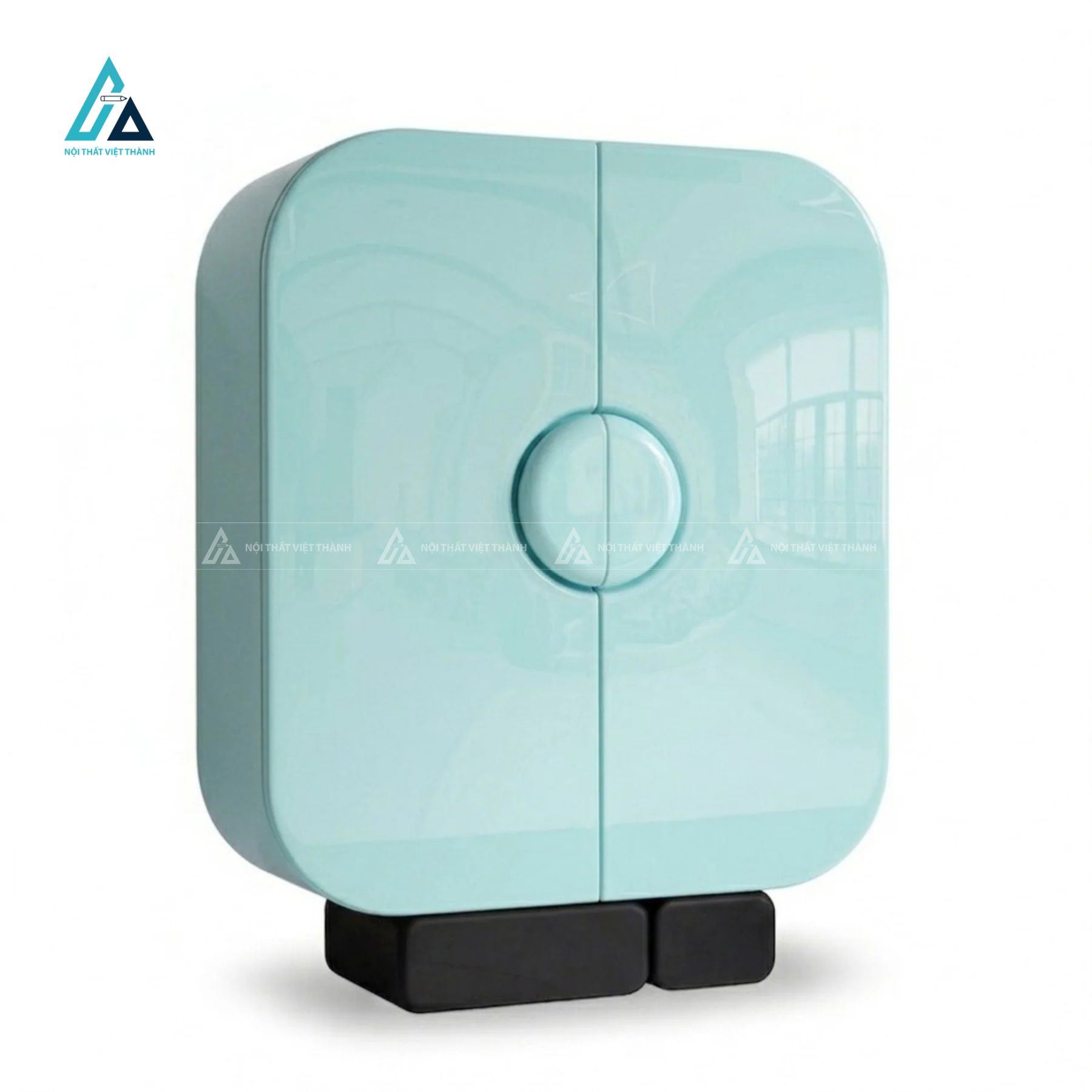 Tủ đựng rượu bo cong góc tích hợp giá treo ly và ngăn kéo chân đế 3