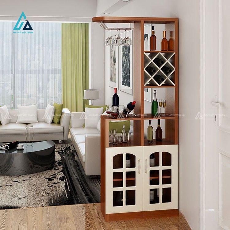 Tủ rượu mini tích hợp giá treo ly thông minh cho phòng khách 1