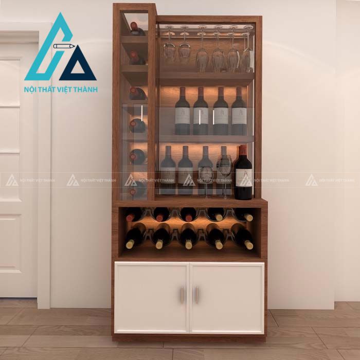 Mẫu tủ rượu gỗ cửa kính hiện đại