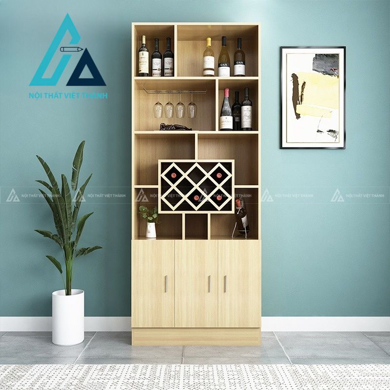 Mẫu tủ rượu vân gỗ vàng trẻ trung