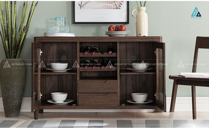 Tủ rượu phòng khách thiết kế thấp kết hợp hộc kéo đa năng 1