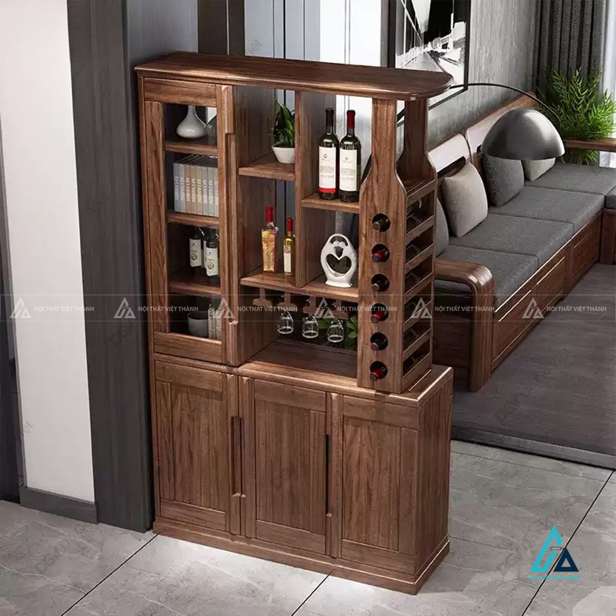 Tủ kệ vách ngăn đa năng có khung lưu trữ chai theo chiều dọc 2