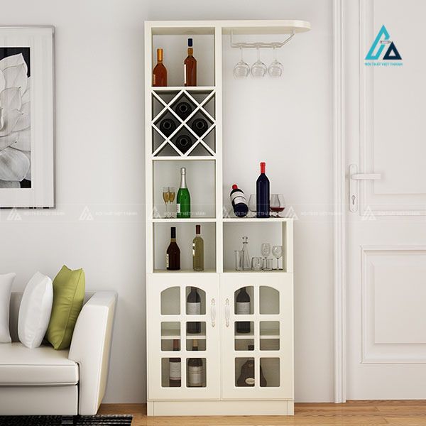 Tủ rượu mini tích hợp giá treo ly thông minh cho phòng khách
