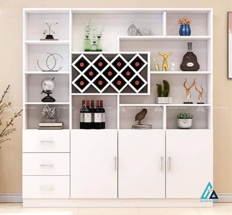 Tủ trưng bày rượu tích hợp kệ treo ly và ngăn kéo lưu trữ 2