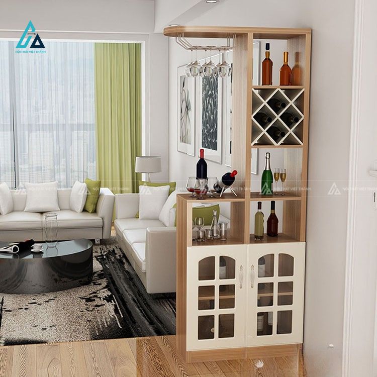 Tủ rượu mini tích hợp giá treo ly thông minh cho phòng khách 2