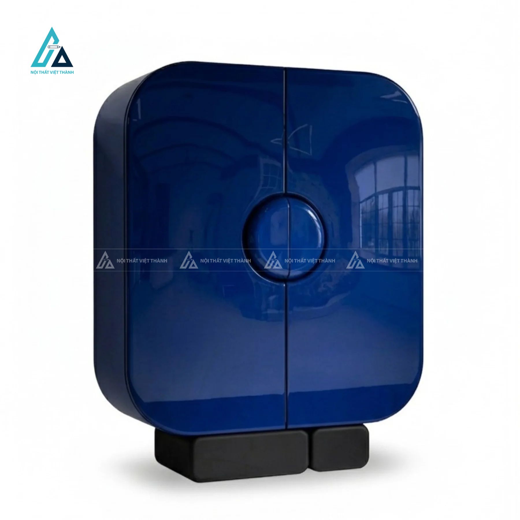 Tủ đựng rượu bo cong góc tích hợp giá treo ly và ngăn kéo chân đế 2