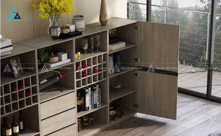 Tủ rượu phòng khách hiện đại tích hợp kệ trang trí đa năng 2