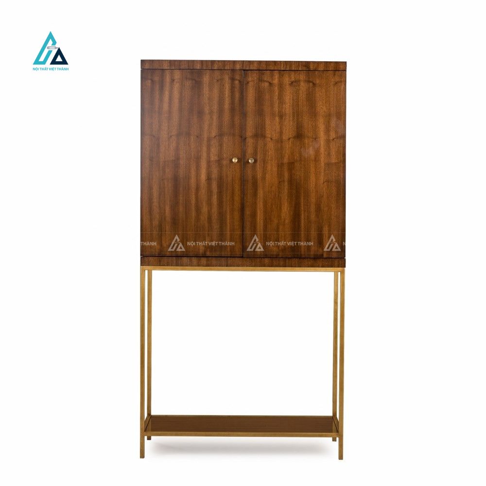 Tủ quầy mini thiết kế cánh mở đôi tích hợp kệ để chai và ly đa năng 3