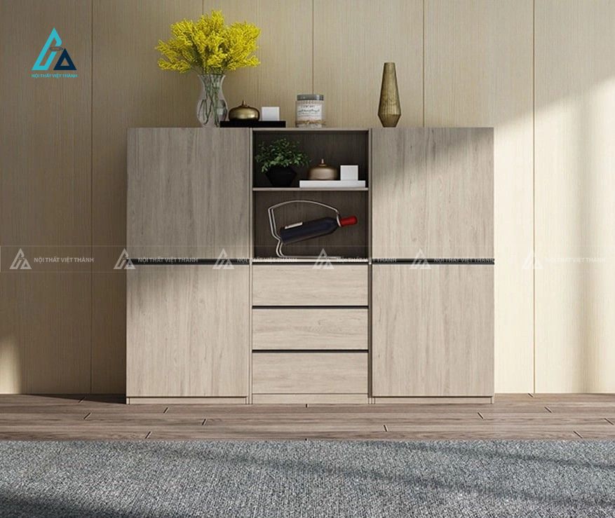 Tủ rượu phòng khách hiện đại tích hợp kệ trang trí đa năng 3