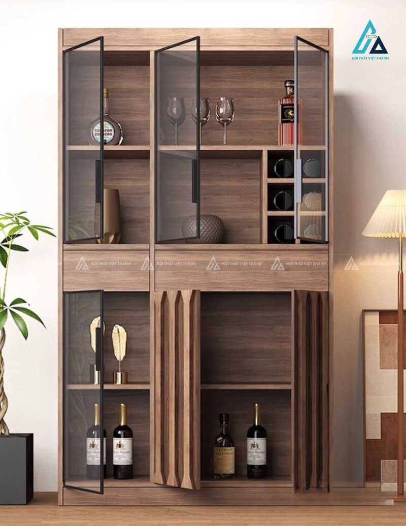 Tủ rượu mini cửa lùa kính hiện đại cho phòng khách 4