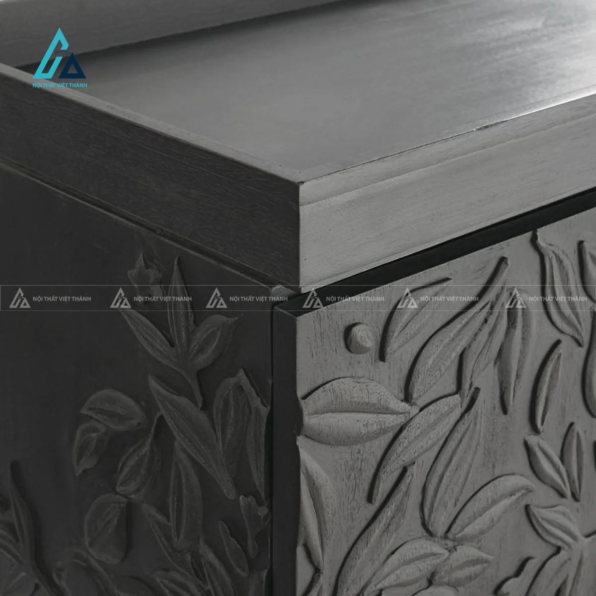 Tủ đựng rượu chạm khắc hoa văn nổi tích hợp khay sóng xếp chai 4