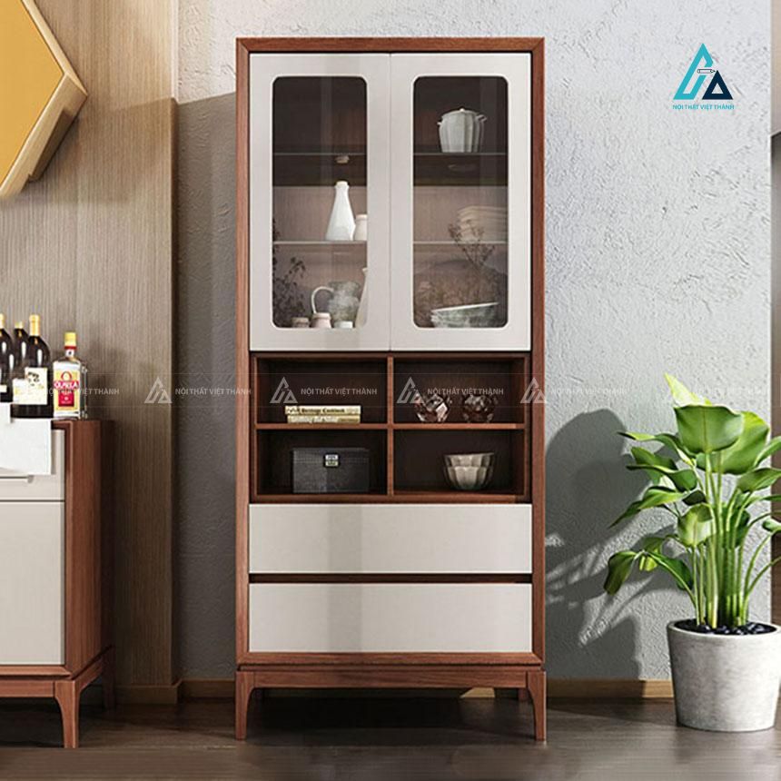 Tủ rượu dáng cao phối màu tương phản tích hợp cánh kính và ngăn kéo 5