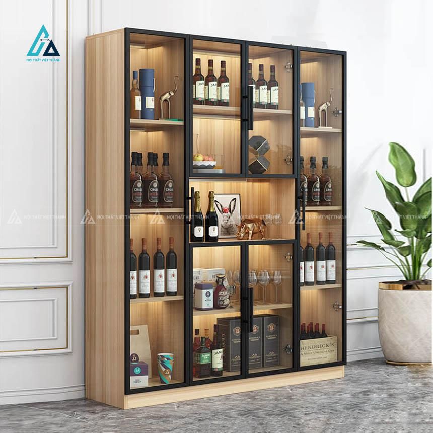 Tủ rượu cánh kính sang trọng tích hợp đèn led đa tầng hiện đại 5