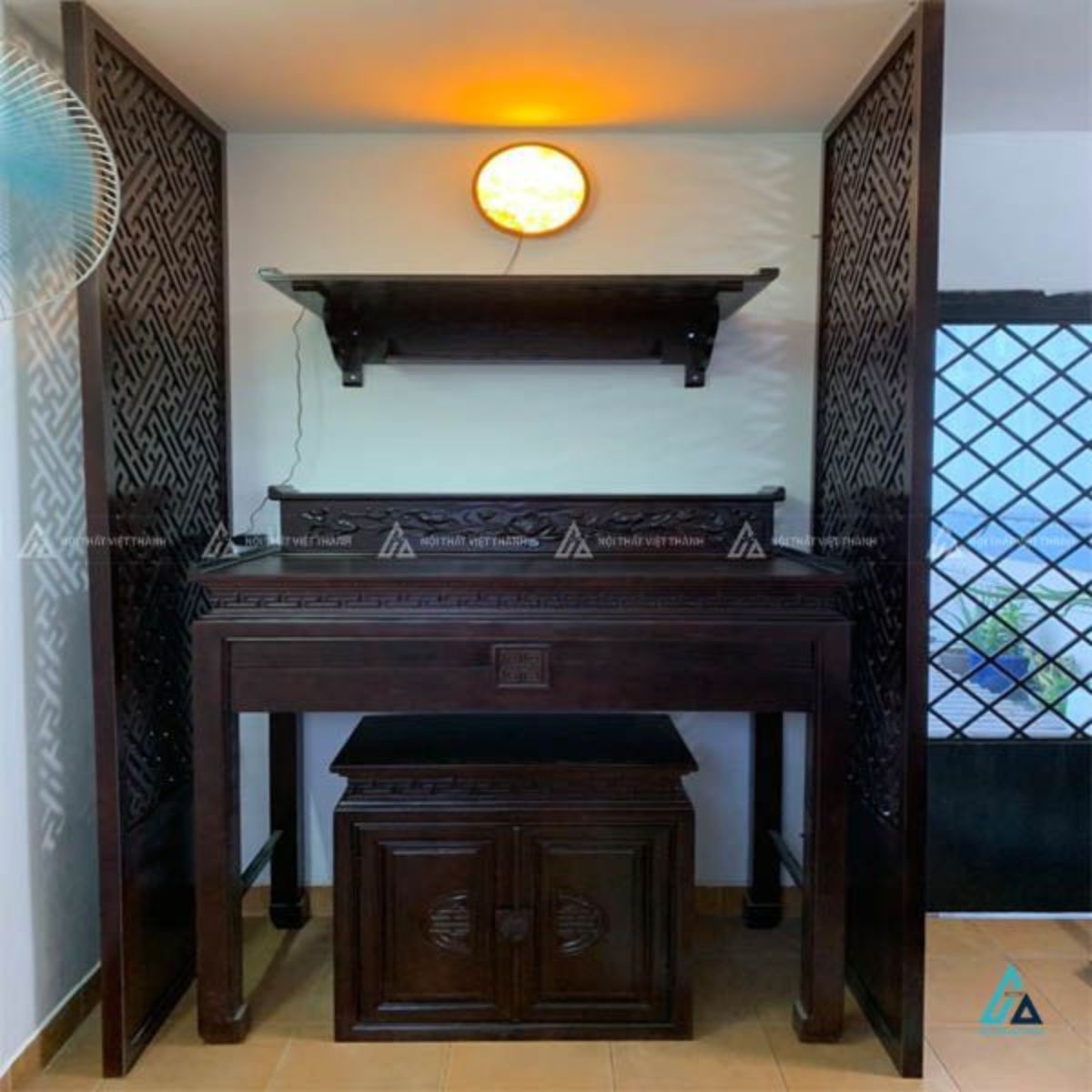 Vách Ngăn Phòng Thờ CNC Thiết Kế Họa Tiết Trang Nghiêm