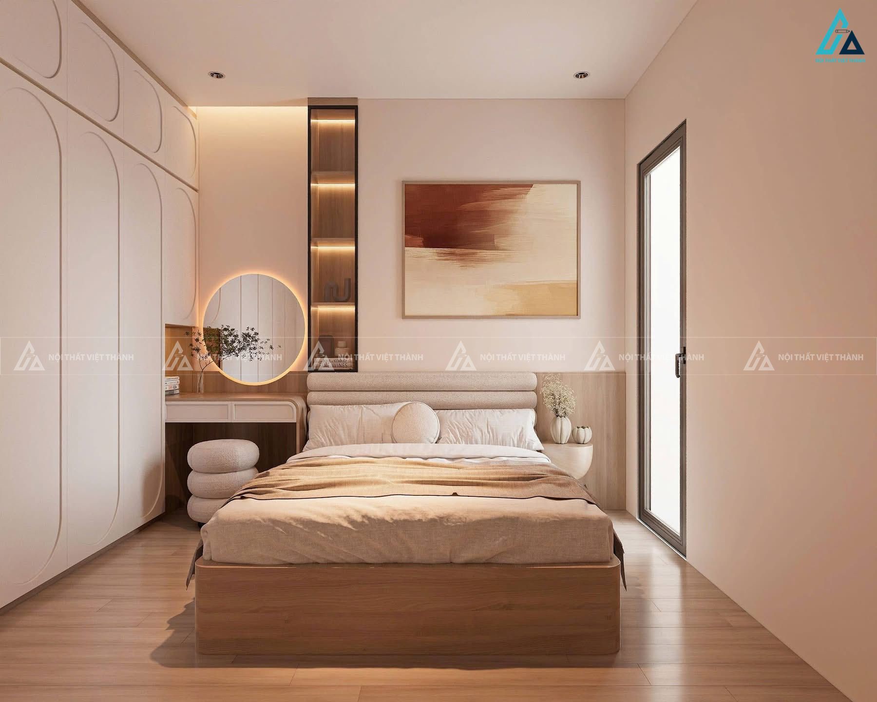 Mẫu bàn trang điểm gỗ công nghiệp hiện đại