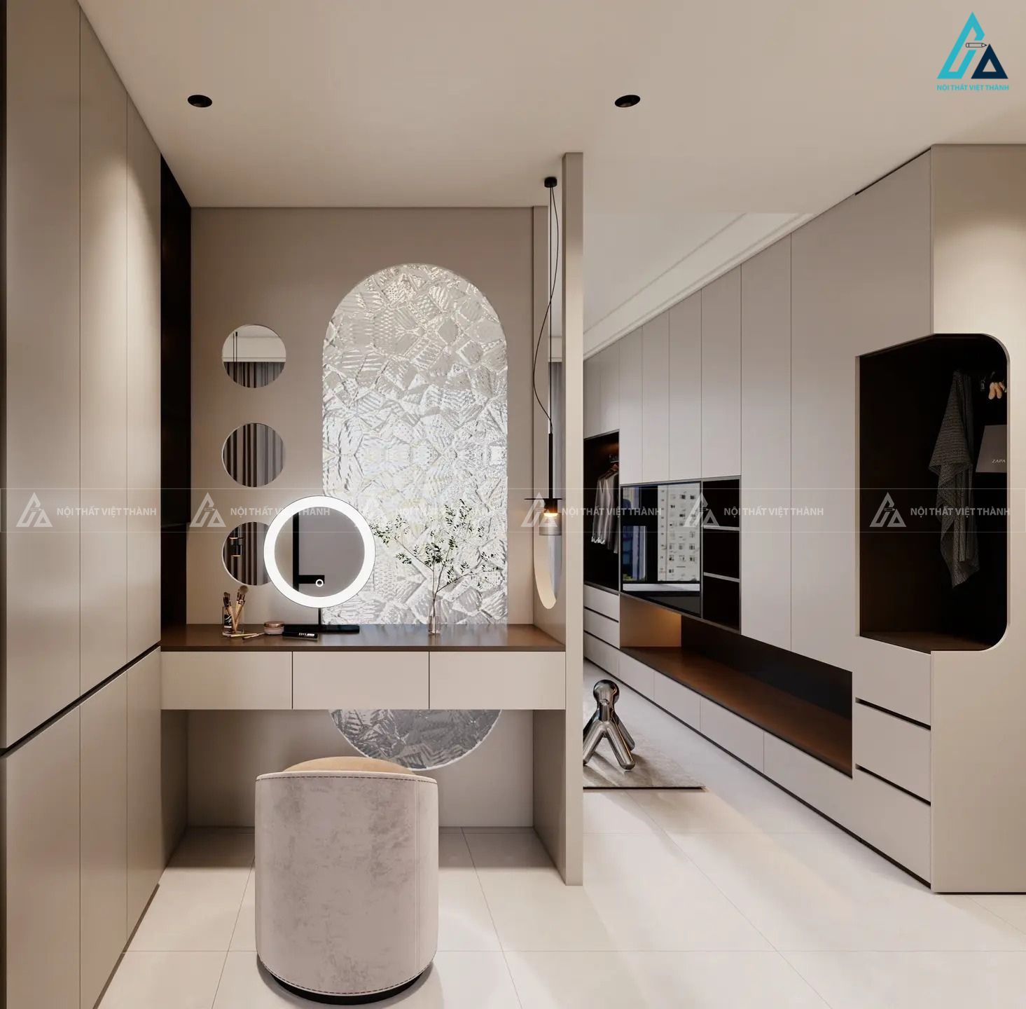 Mẫu bàn trang điểm gỗ công nghiệp treo tường
