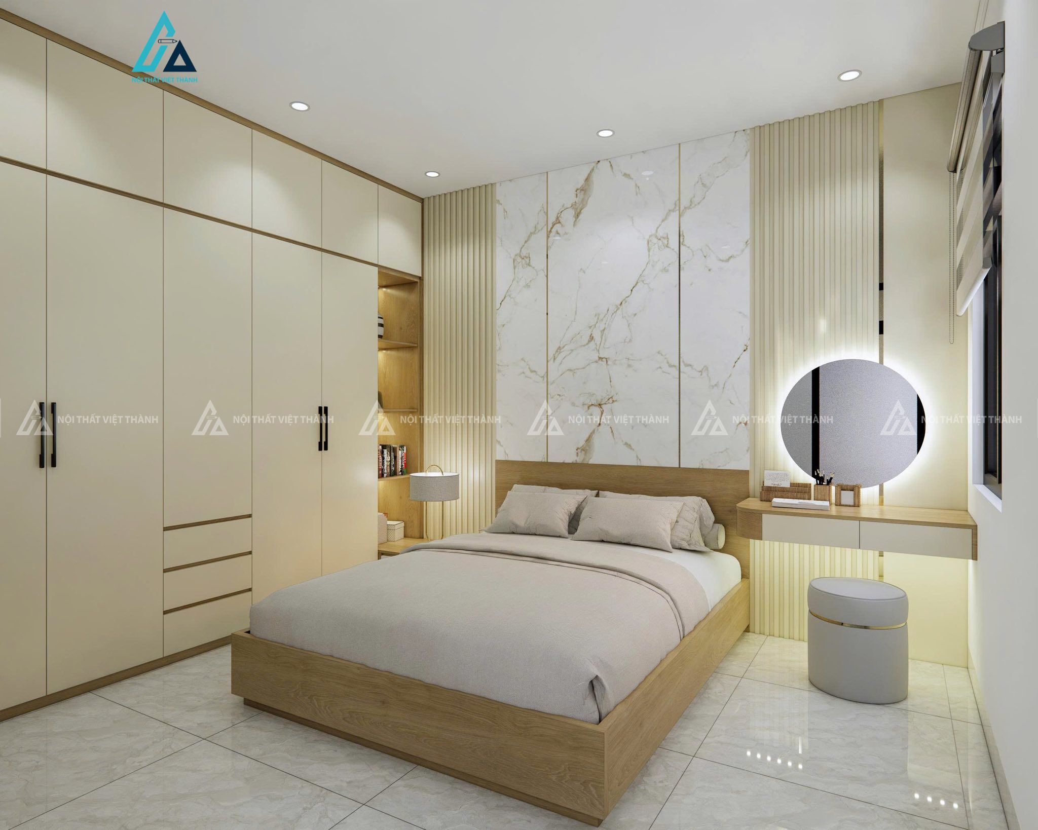 Mẫu bàn trang điểm gỗ công nghiệp treo tường tối giản